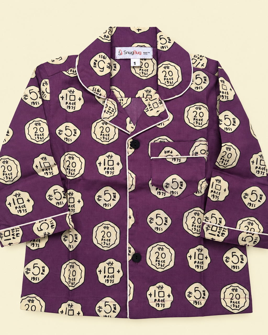Premium cotton Sleepwear for kids| Cute Coin Print Pajama Set | Aruvo