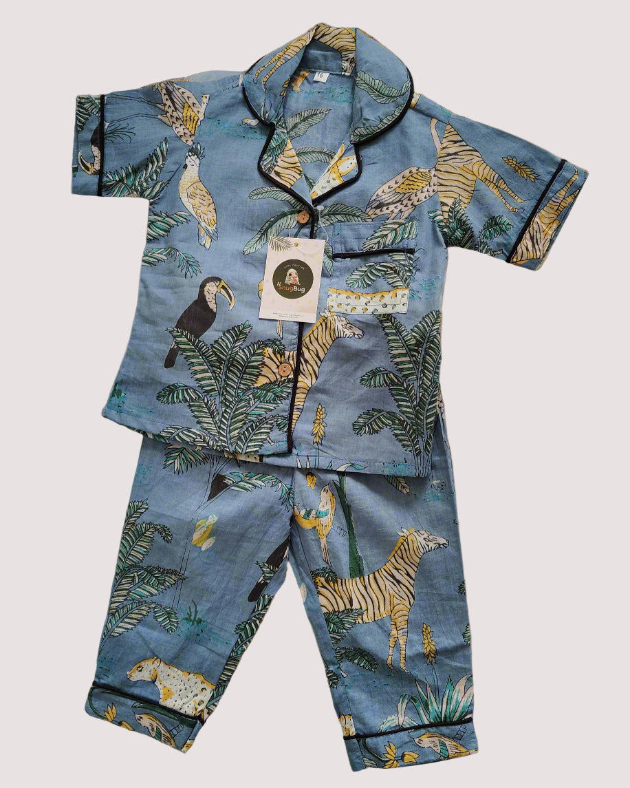 Unisex Kids Half Sleeve Animal Print Half Sleeve Night Suit