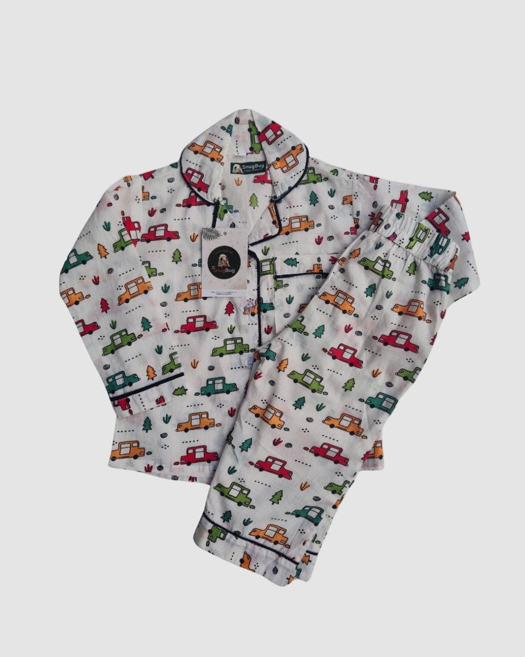 Car Printed pure cotton fll sleeve night suit set for boys and girls 