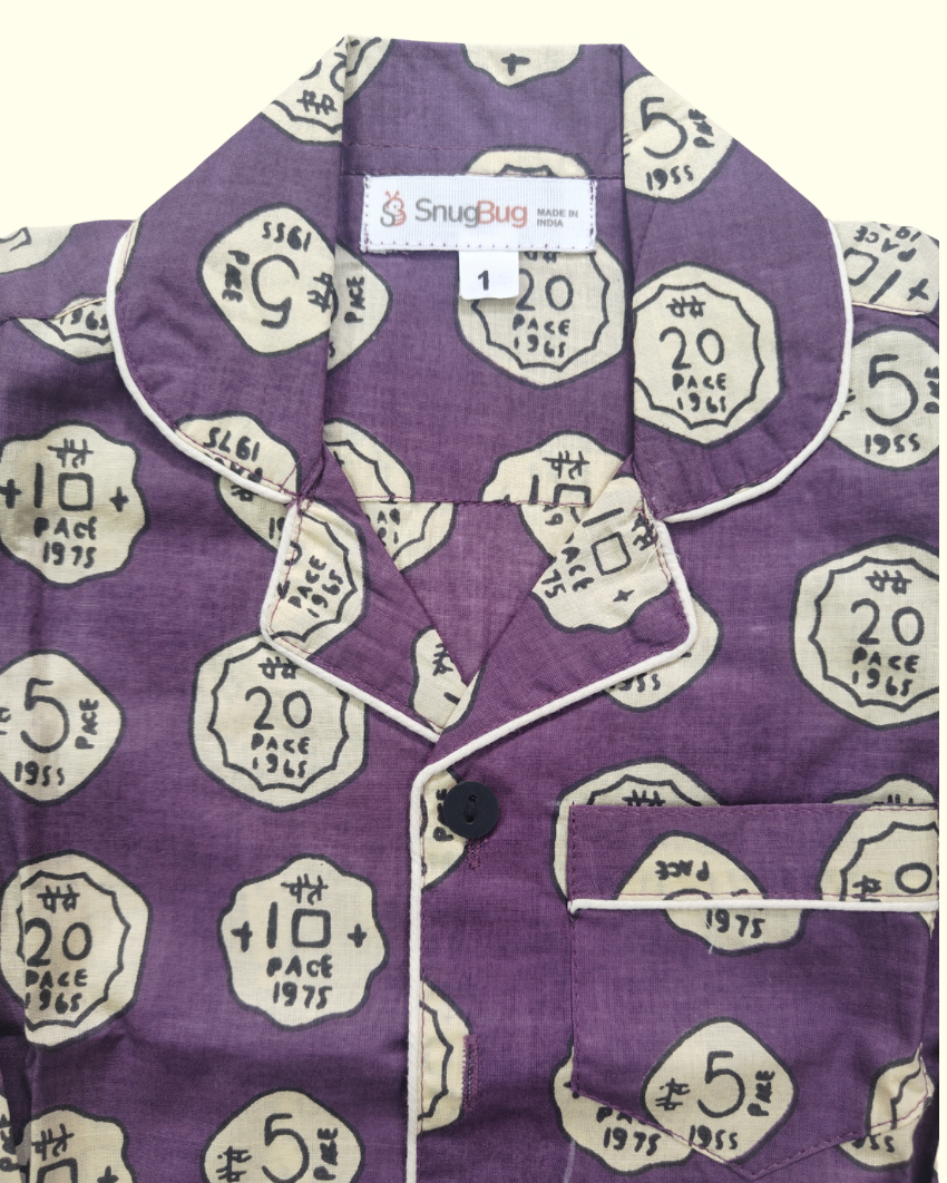 SnugBug Coin print Purple full sleeve Shirt