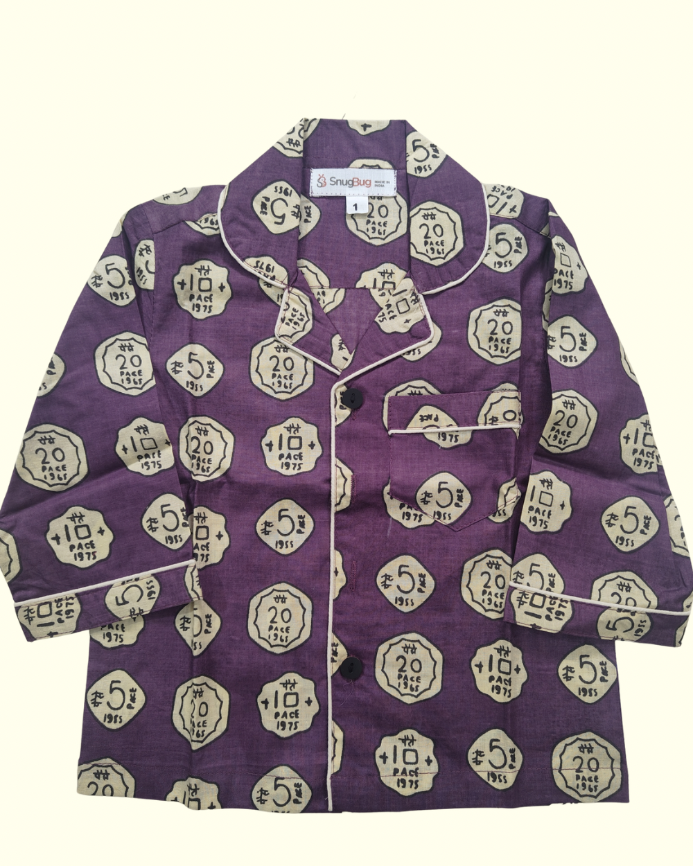 SnugBug Coin print Purple full sleeve Shirt 