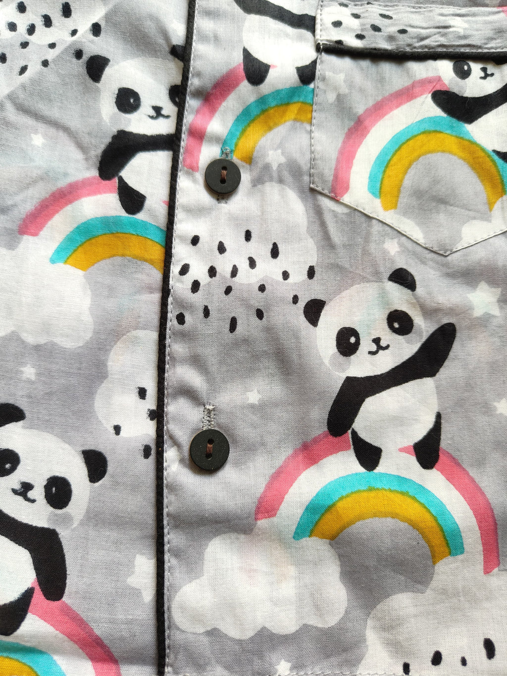 Kids Full Sleeve Night Wear | Panda Print Cotton Night Suit
