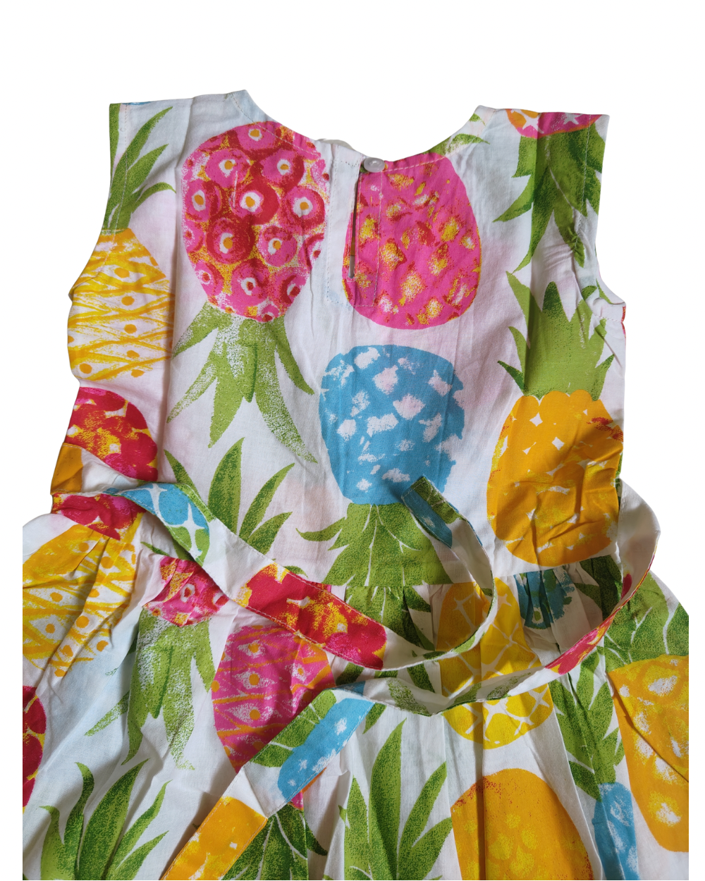 A girl wearing SnugBug's a Pure cotton fruit print summer dress 
