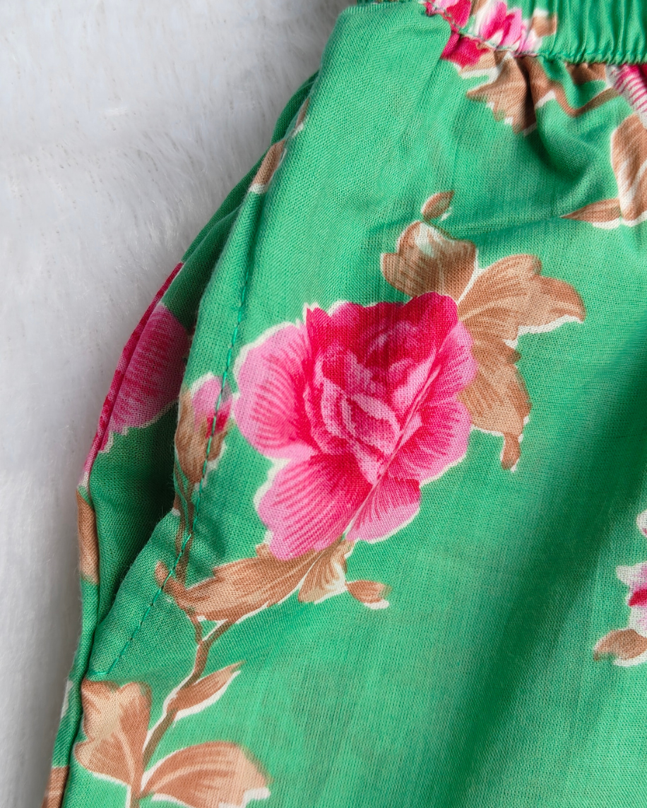 Girls Botanical Floral Dori Cotton Co-ord Set | Aruvo